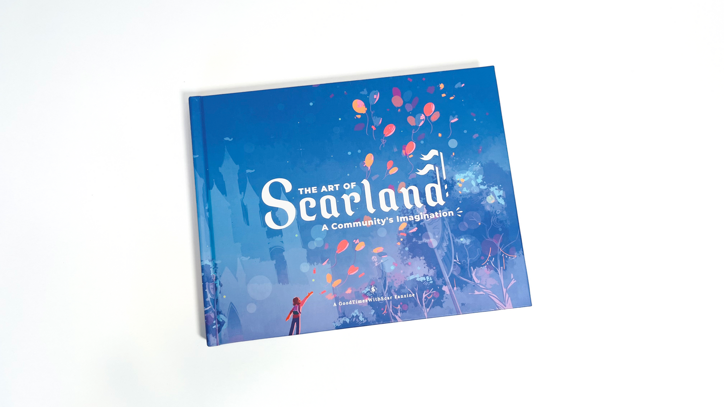 The Scarland Artbook laid flat on a white surface with a white background. Only the front of the book is visible.
